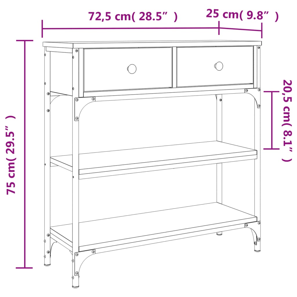 Konsolentisch Sonoma-Eiche 72,5x25x75 cm Holzwerkstoff