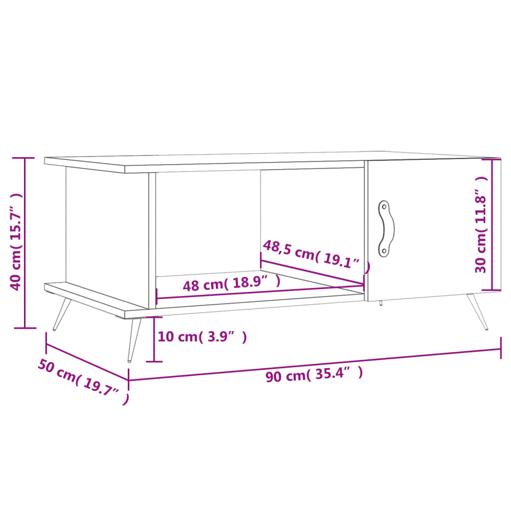 Couchtisch Grau Sonoma 90x50x40 cm Holzwerkstoff