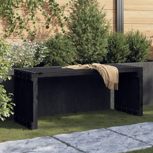 Gartenbank Ausziehbar Schwarz 212,5x40,5x45cm Massivholz Kiefer