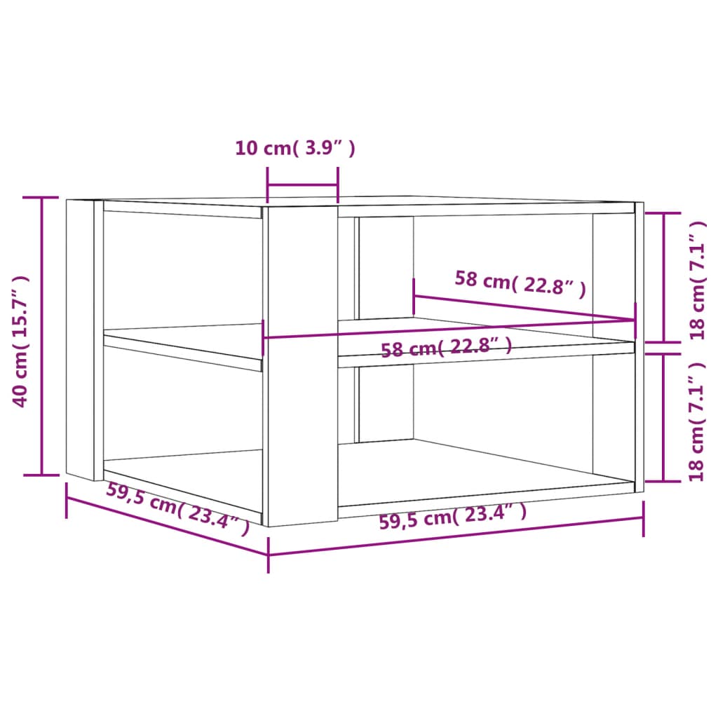 Couchtisch Grau Sonoma 59,5x59,5x40 cm Holzwerkstoff