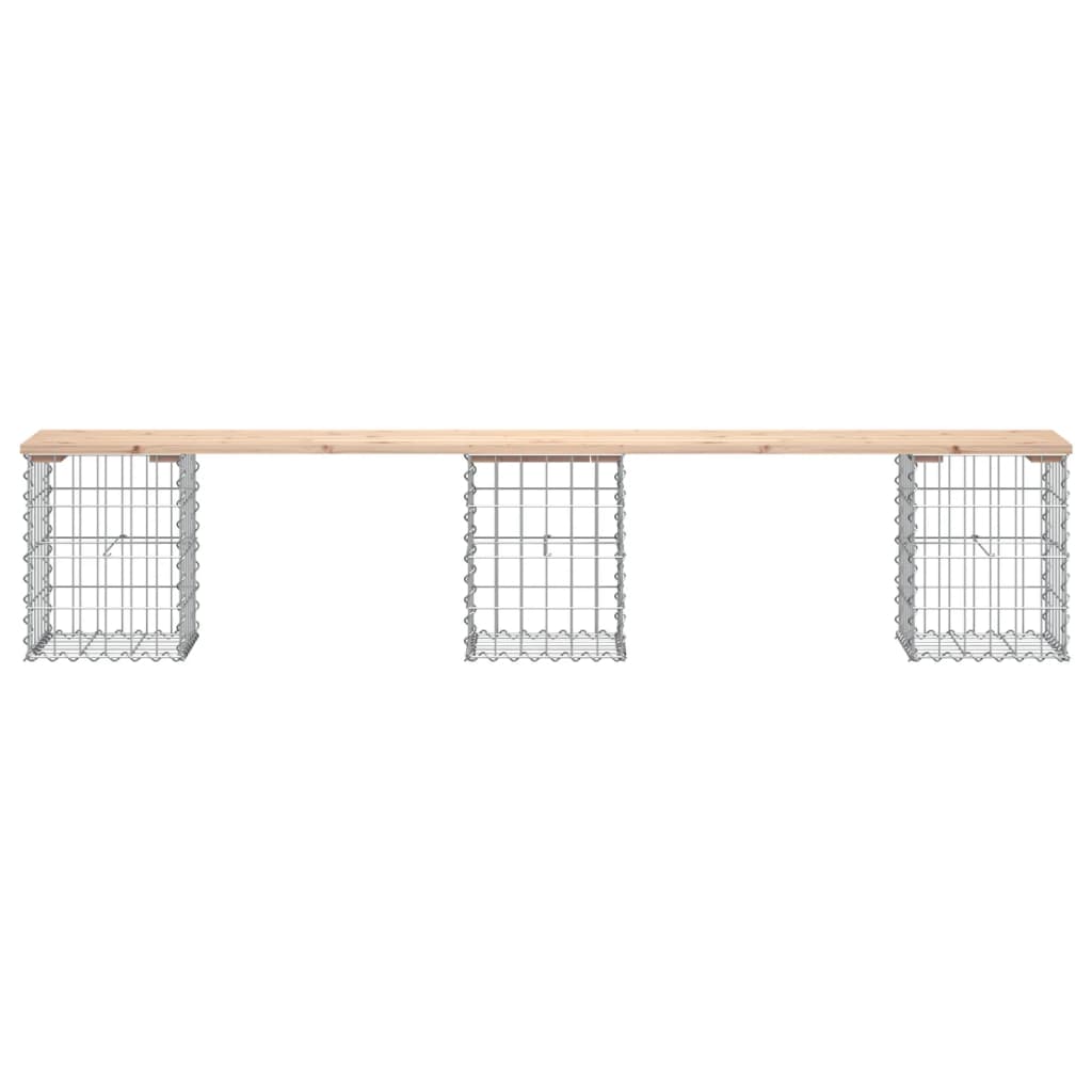 Gartenbank aus Gabionen 203x31x42 cm Massivholz Kiefer