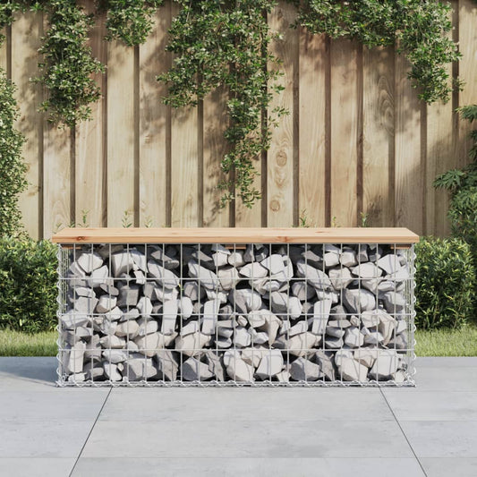 Gartenbank aus Gabionen 103x31,5x42 cm Massivholz Kiefer