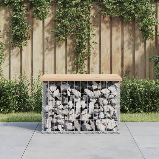 Gartenbank aus Gabionen 63x44x42 cm Massivholz Kiefer