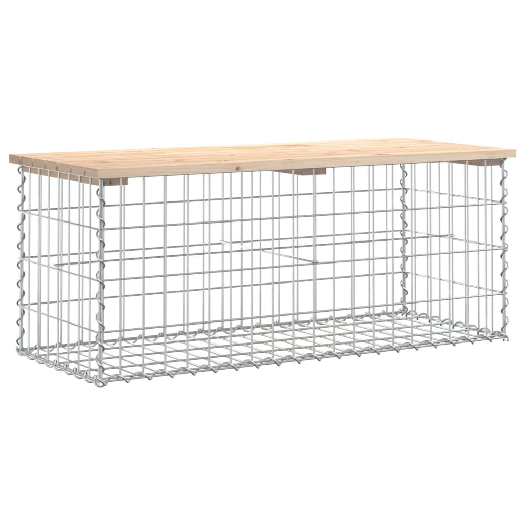 Gartenbank aus Gabionen 103x44x42 cm Massivholz Kiefer