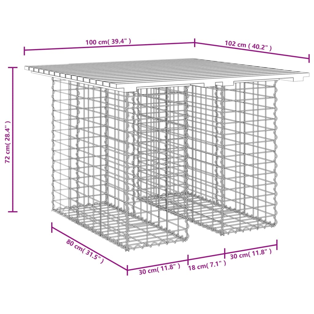 Gartenbank aus Gabionen 100x102x72 cm Massivholz Kiefer