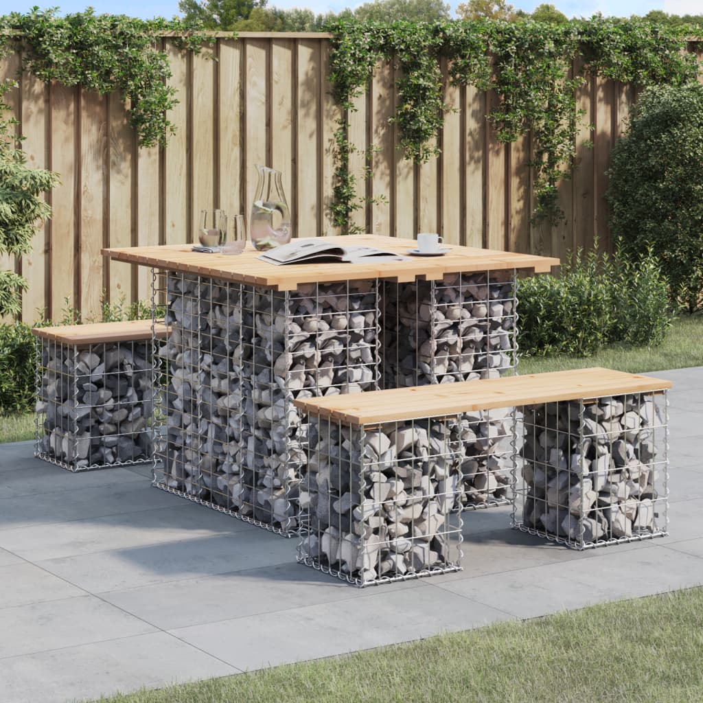 Gartenbank aus Gabionen 100x102x72 cm Massivholz Kiefer