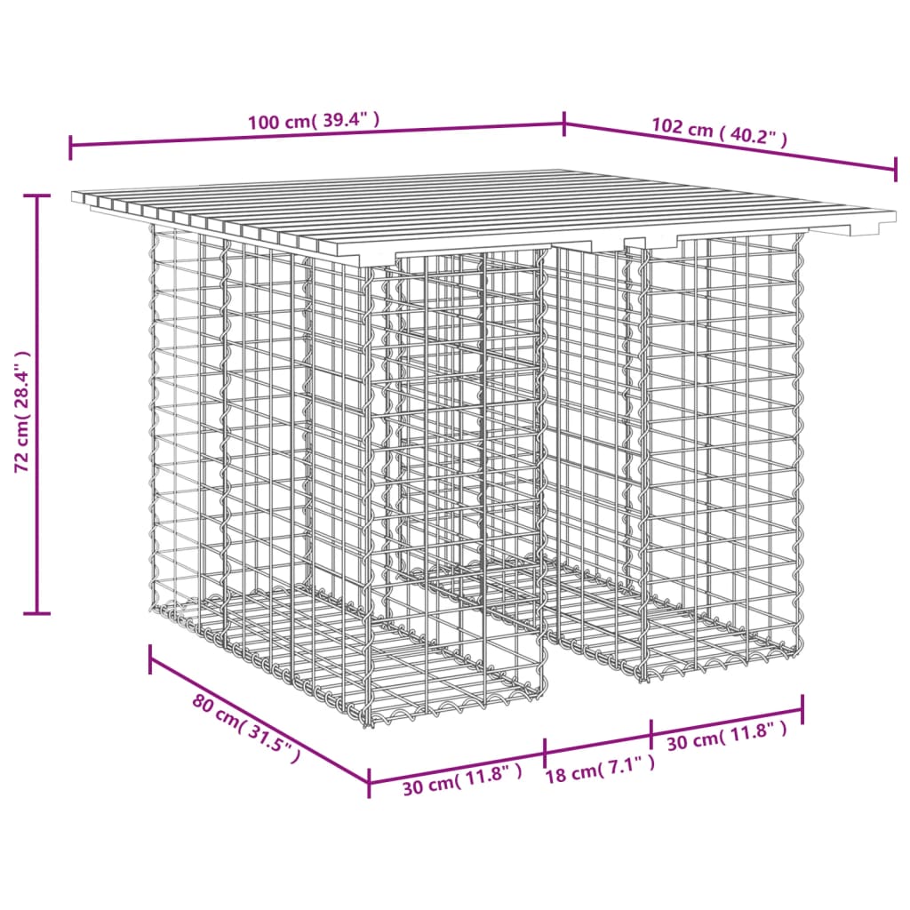 Gartenbank aus Gabionen 100x102x72 cm Massivholz Douglasie