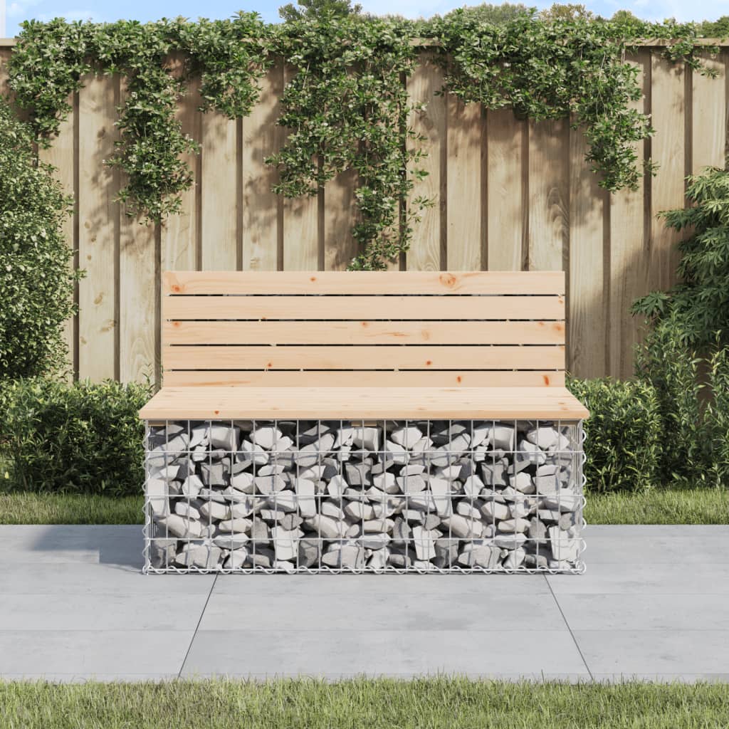 Gartenbank aus Gabionen 103x70x65 cm Massivholz Kiefer