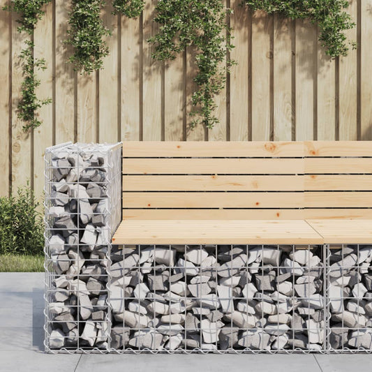 Gartenbank aus Gabionen 92x71x65,5 cm Massivholz Kiefer