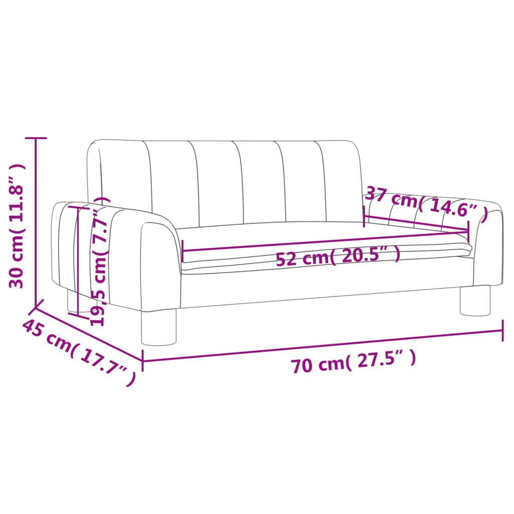 Kindersofa Hellgrau 70x45x30 cm Stoff