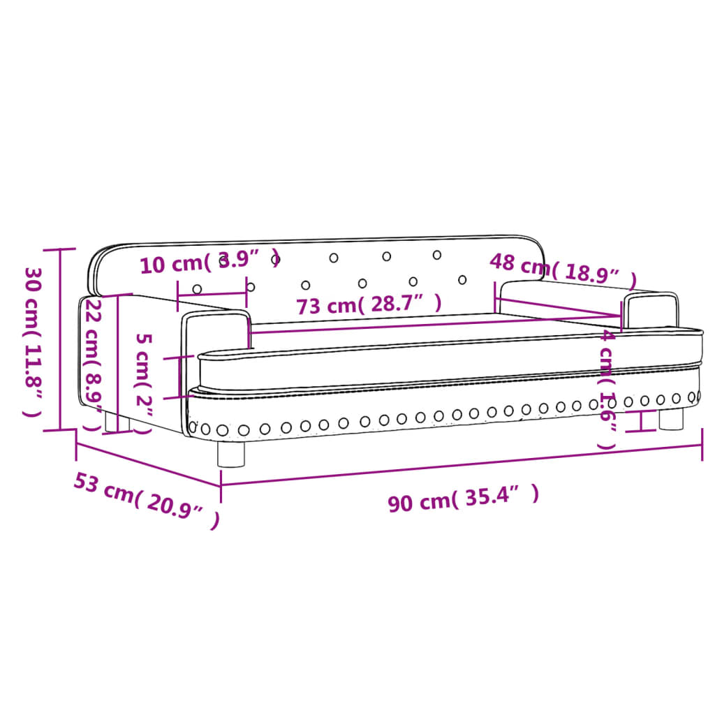 Kindersofa Hellgrau 90x53x30 cm Samt