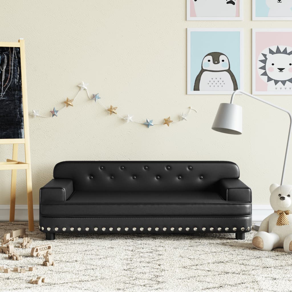 Kindersofa Schwarz 90x53x30 cm Kunstleder