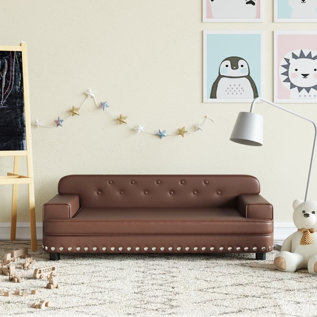 Kindersofa Braun 90x53x30 cm Kunstleder