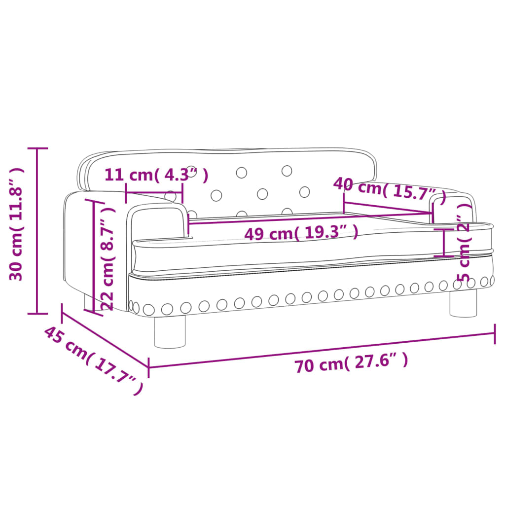 Kindersofa Hellgrau 70x45x30 cm Samt