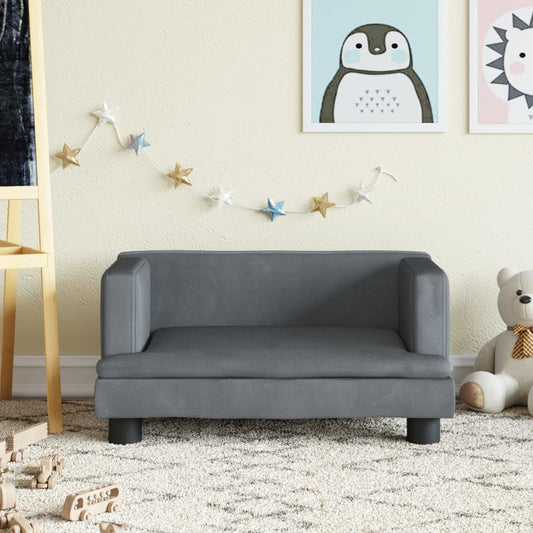 Kindersofa Dunkelgrau 60x40x30 cm Samt