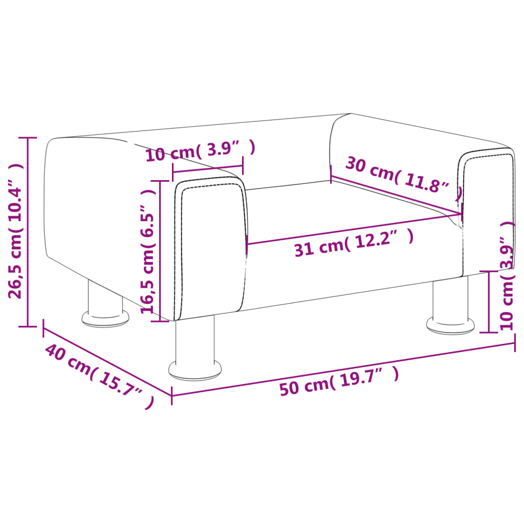 Kindersofa Dunkelgrau 50x40x26,5 cm Samt