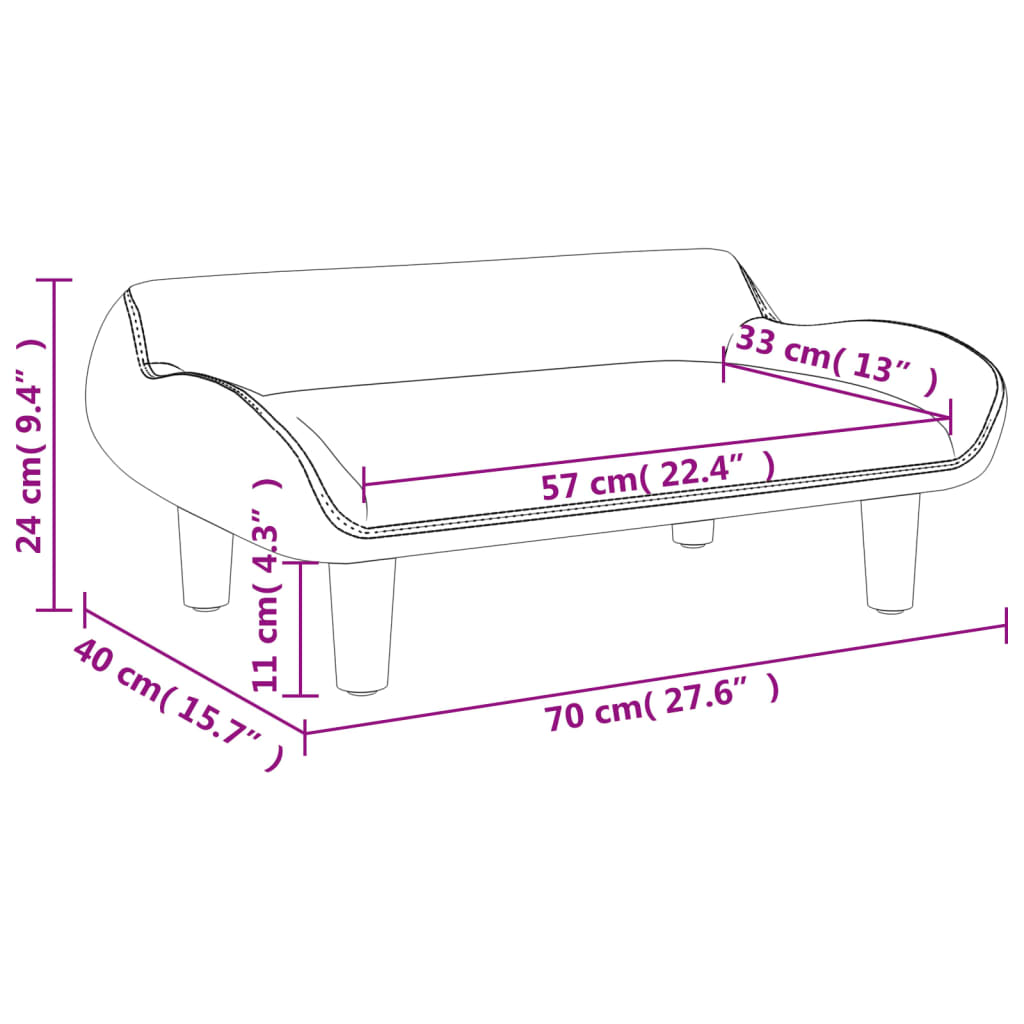 Kindersofa Creme 70x40x24 cm Stoff