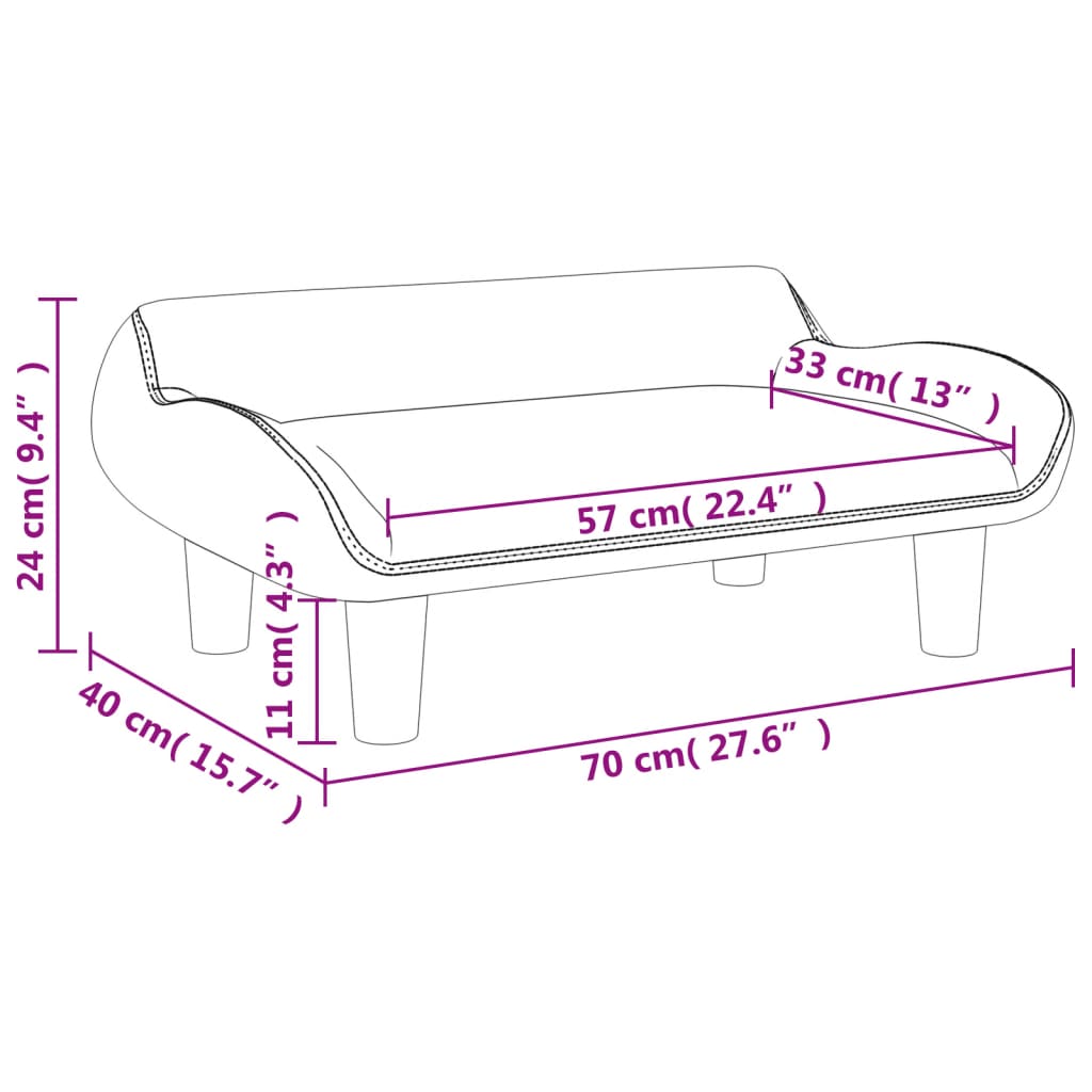 Kindersofa Hellgrau 70x40x24 cm Samt