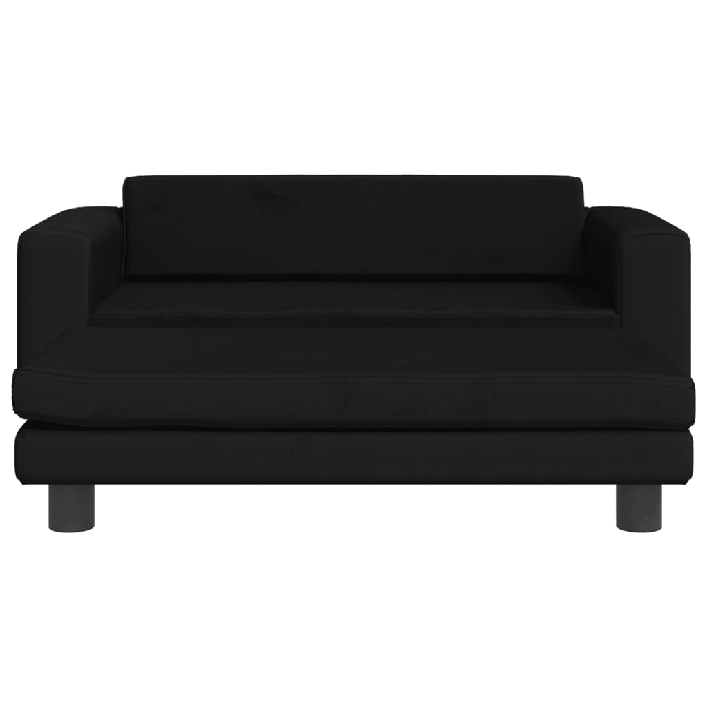 Kindersofa mit Hocker Schwarz 100x50x30 cm Samt