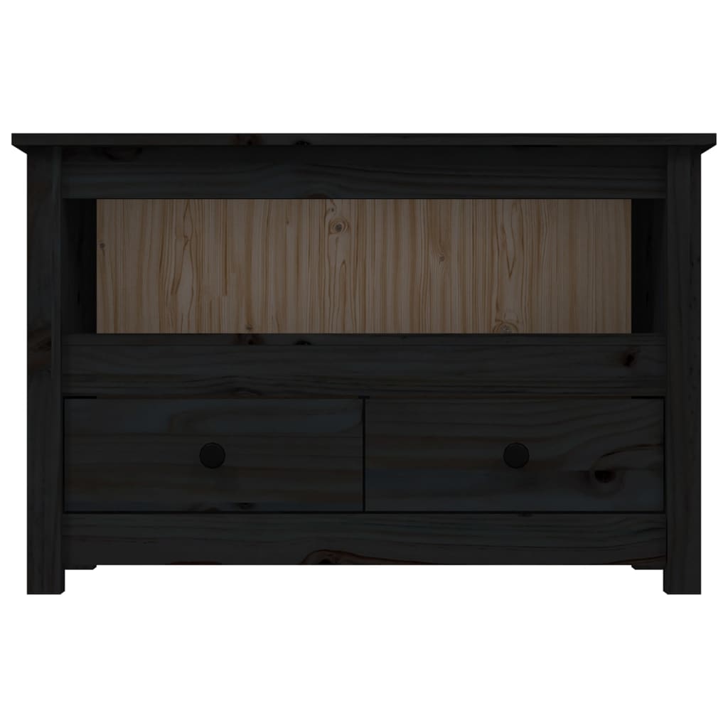 TV-Schrank Schwarz79x35x52 cm Massivholz Kiefer