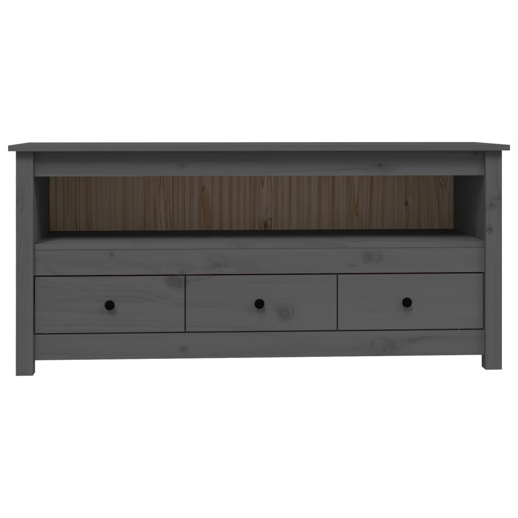 TV-Schrank Grau 114x35x52 cm Massivholz Kiefer