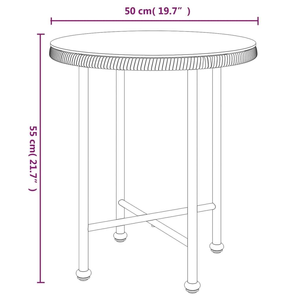 Esstisch Ø50 cm Hartglas und Stahl