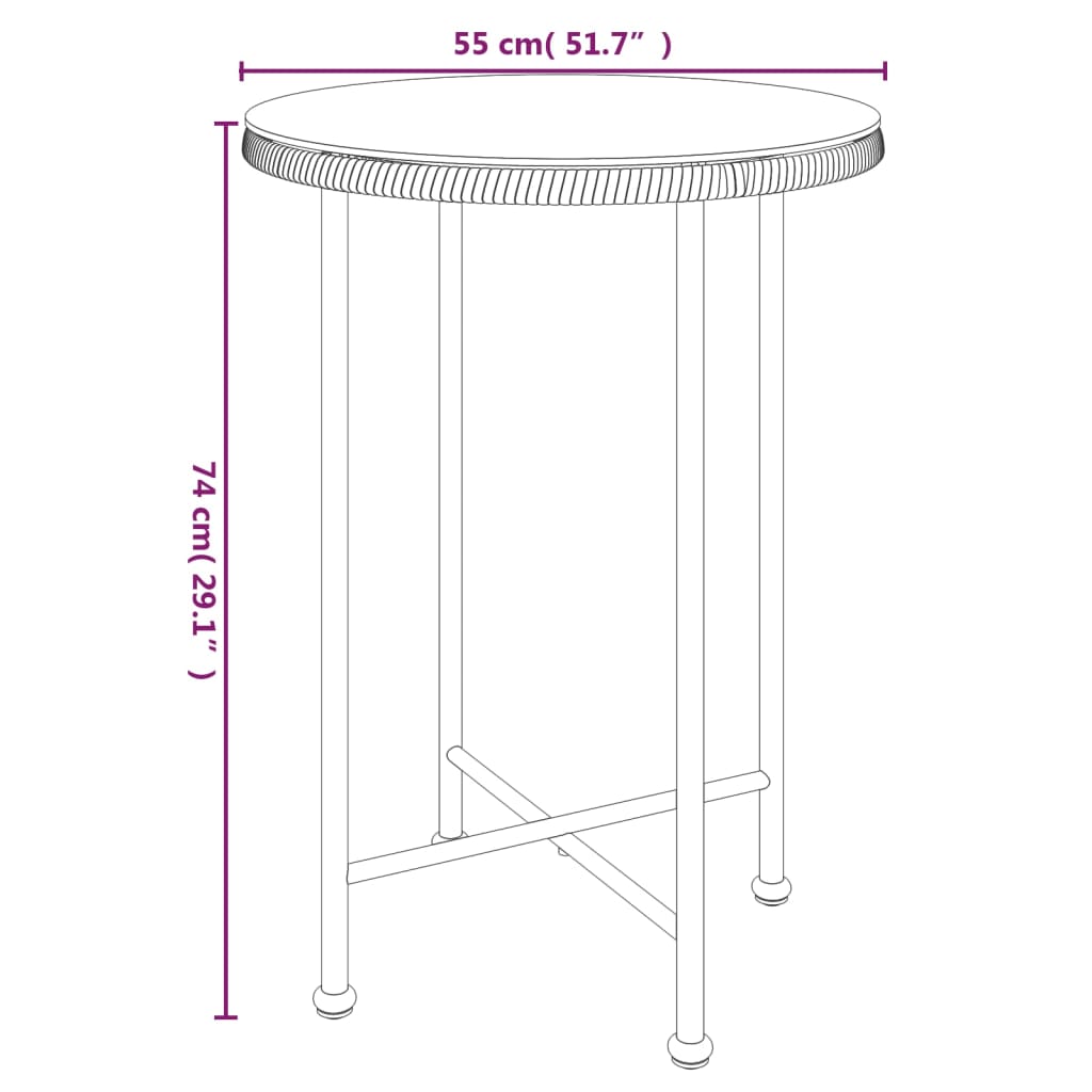 Esstisch Ø55 cm Hartglas und Stahl