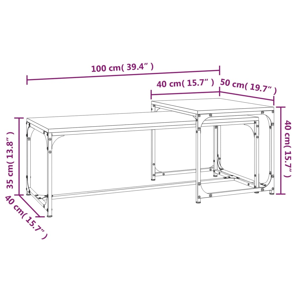 Couchtische 2 Stk. Grau Sonoma Holzwerkstoff