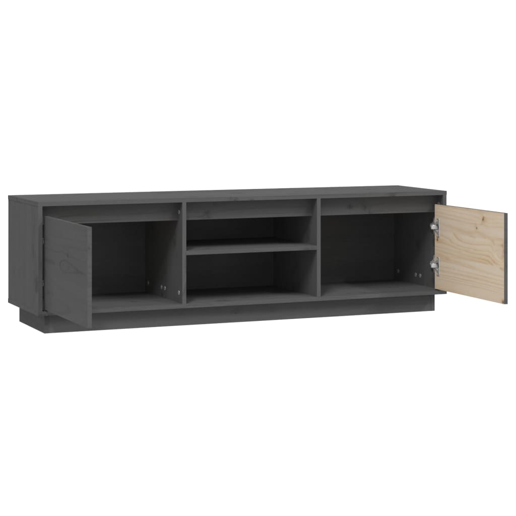 TV-Schrank Grau 140x35x40 cm Massivholz Kiefer