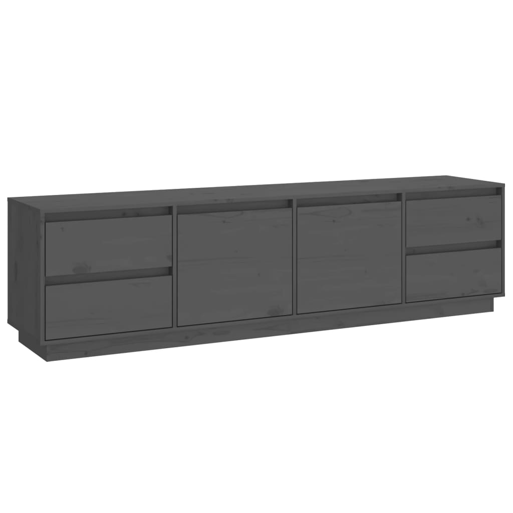 TV-Schrank Grau 176x37x47,5 cm Massivholz Kiefer