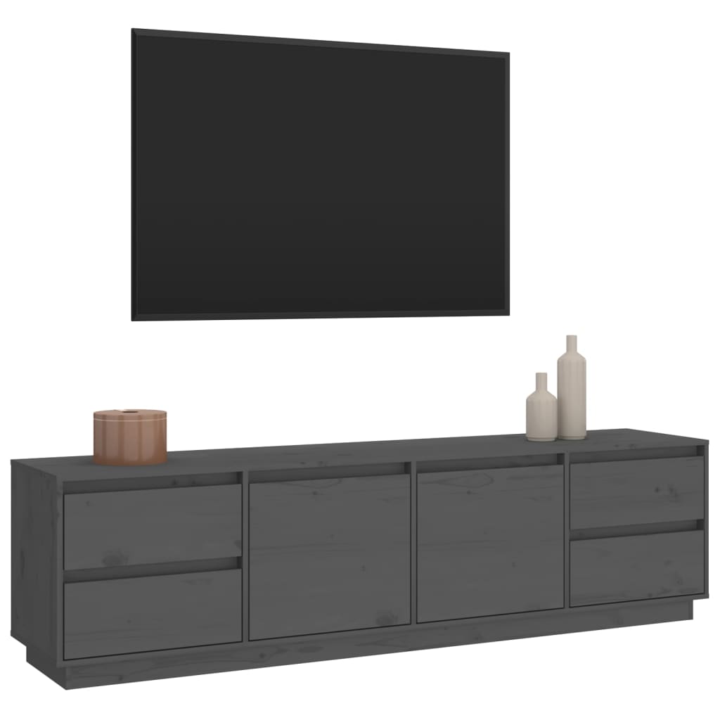 TV-Schrank Grau 176x37x47,5 cm Massivholz Kiefer