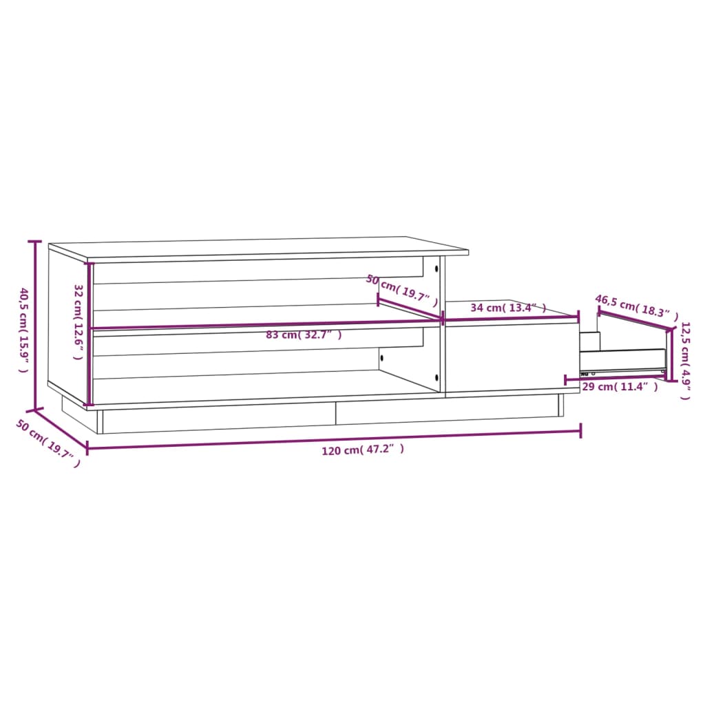 Couchtisch Honigbraun 120x50x40,5 cm Massivholz Kiefer