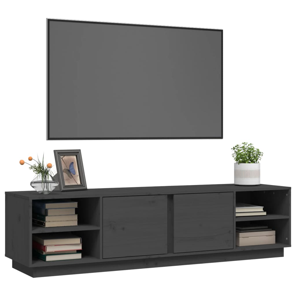 TV-Schrank Grau 156x40x40 cm Massivholz Kiefer