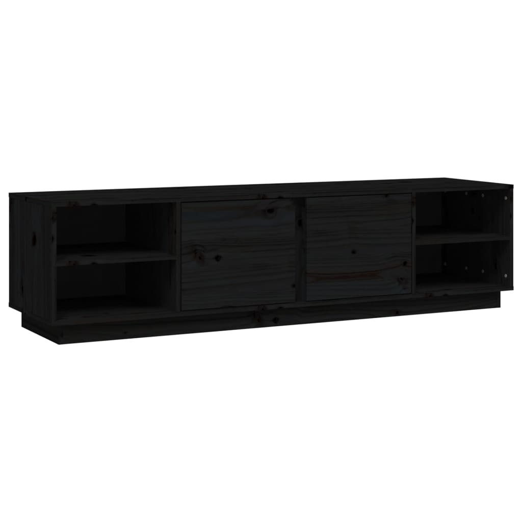 TV-Schrank Schwarz 156x40x40 cm Massivholz Kiefer