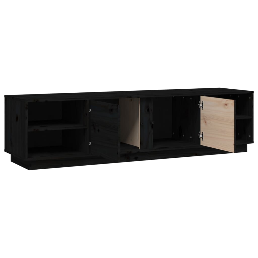 TV-Schrank Schwarz 156x40x40 cm Massivholz Kiefer