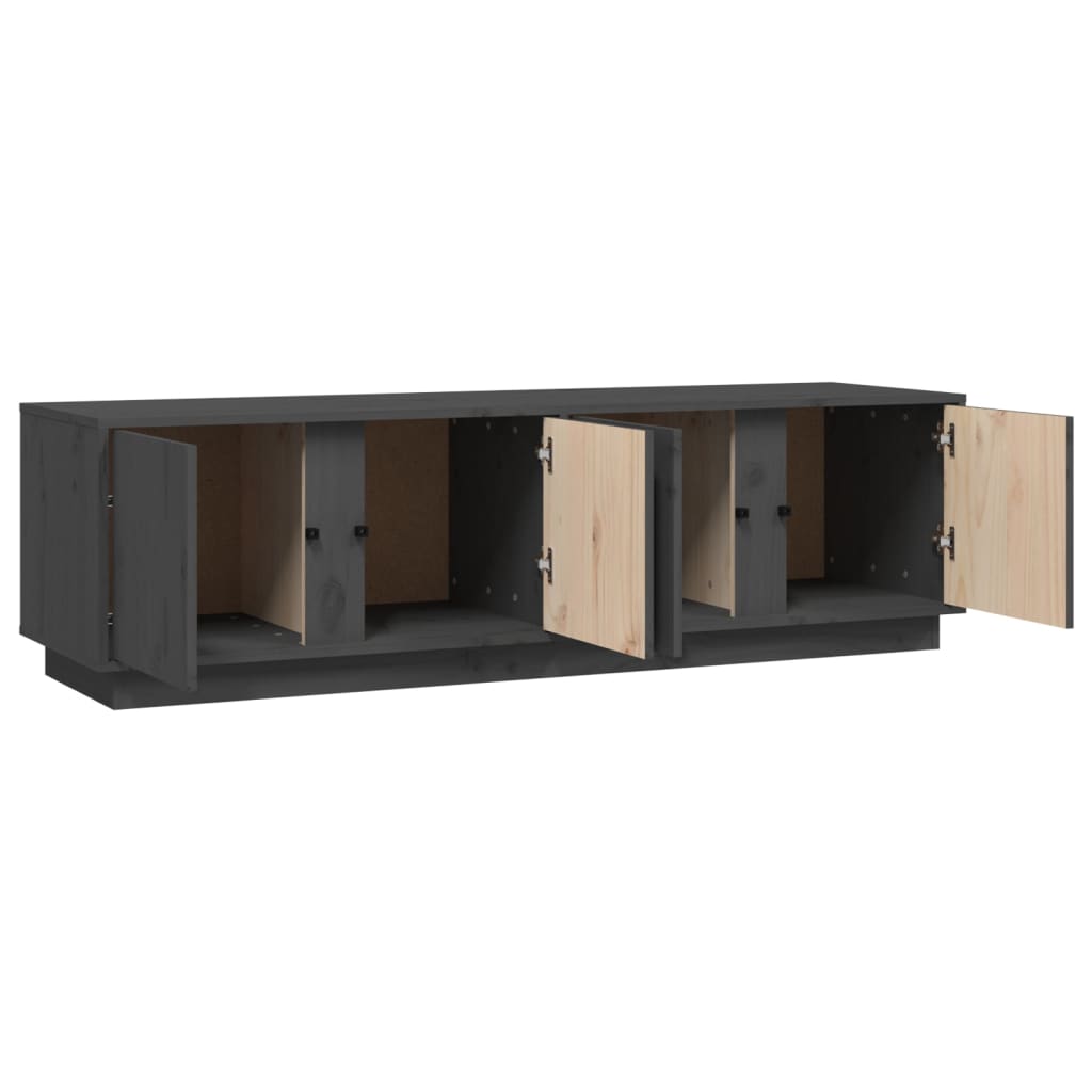 TV-Schrank Grau 140x40x40 cm Massivholz Kiefer