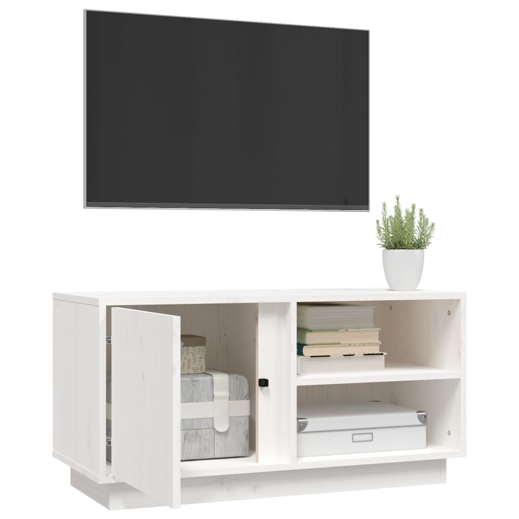 TV-Schrank Weiß 80x35x40,5 cm Massivholz Kiefer