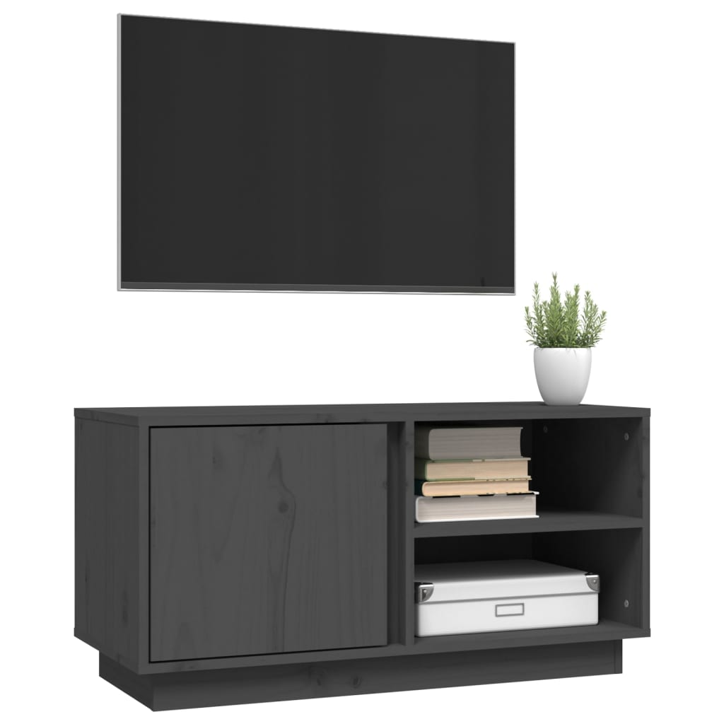 TV-Schrank Grau 80x35x40,5 cm Massivholz Kiefer