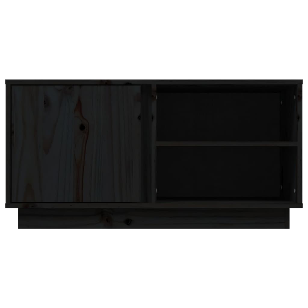 TV-Schrank Schwarz 80x35x40,5 cm Massivholz Kiefer