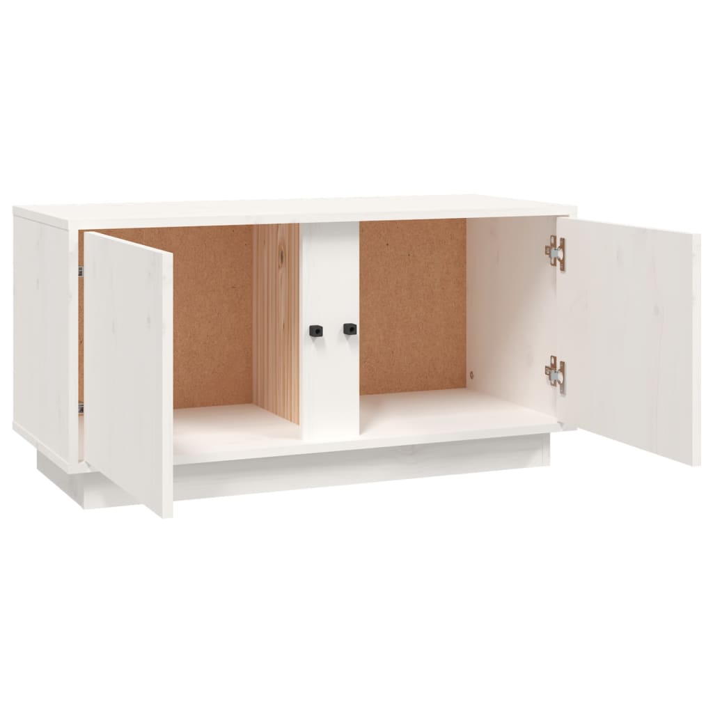 TV-Schrank Weiß 80x35x40,5 cm Massivholz Kiefer