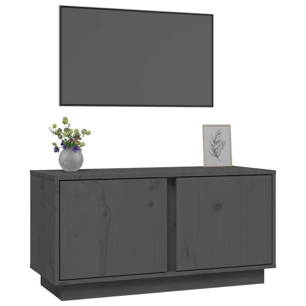 TV-Schrank Grau 80x35x40,5 cm Massivholz Kiefer