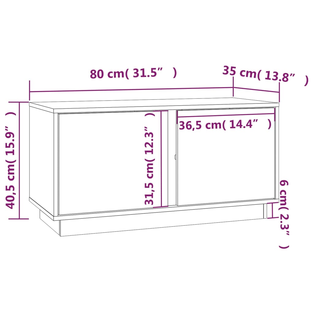 TV-Schrank Grau 80x35x40,5 cm Massivholz Kiefer