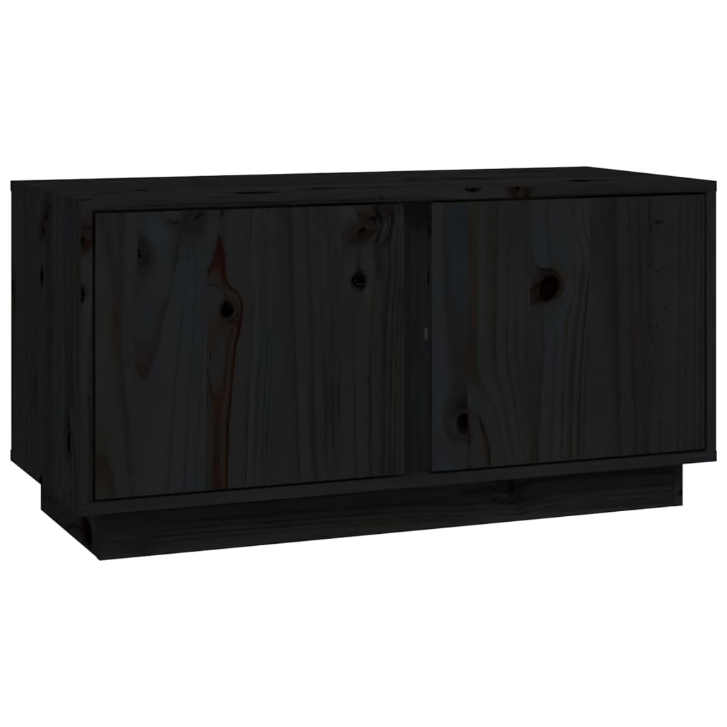 TV-Schrank Schwarz 80x35x40,5 cm Massivholz Kiefer