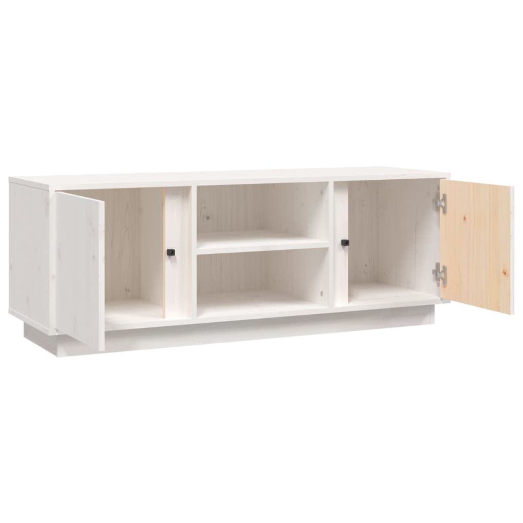 TV-Schrank Weiß 110x35x40,5 cm Massivholz Kiefer