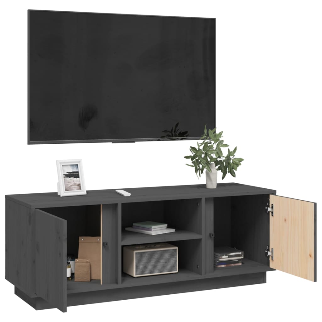 TV-Schrank Grau 110x35x40,5 cm Massivholz Kiefer