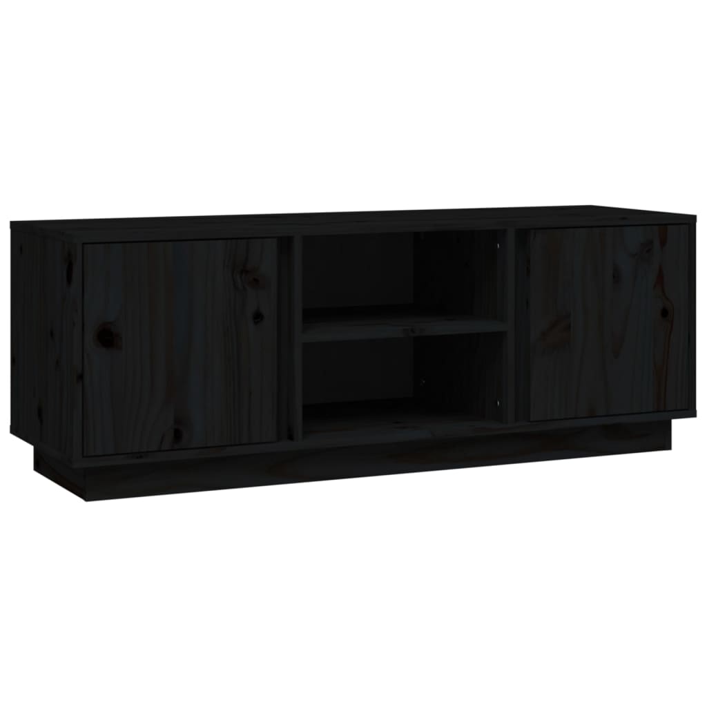 TV-Schrank Schwarz 110x35x40,5 cm Massivholz Kiefer