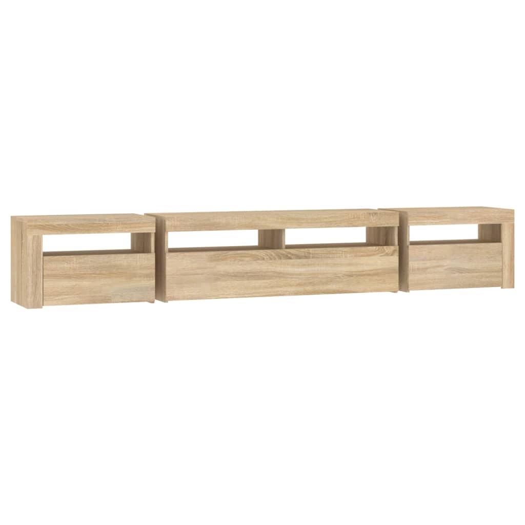 TV-Schrank mit LED-Leuchten Sonoma-Eiche 240x35x40 cm