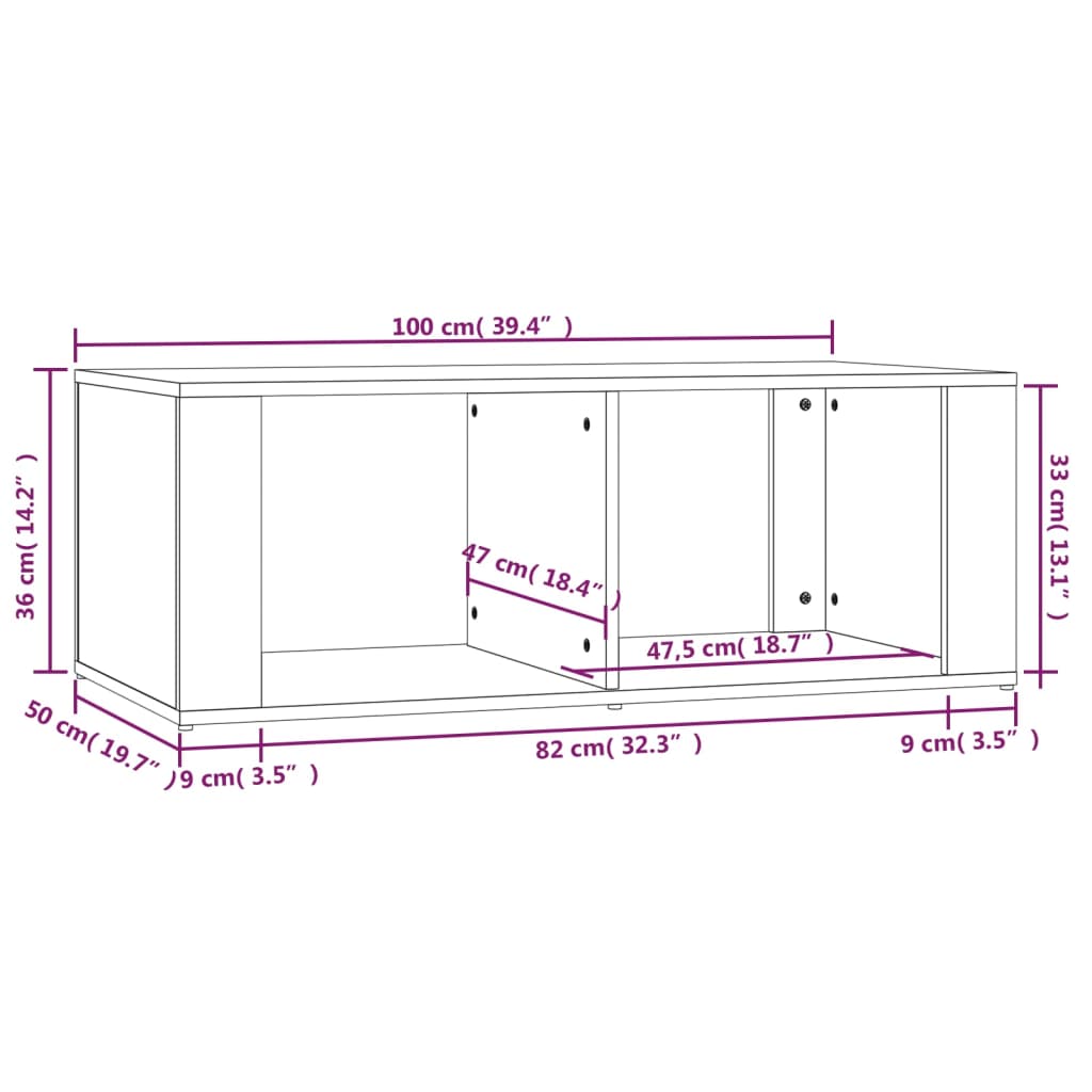 Couchtisch Braun Eichen-Optik 100x50x36 cm Holzwerkstoff