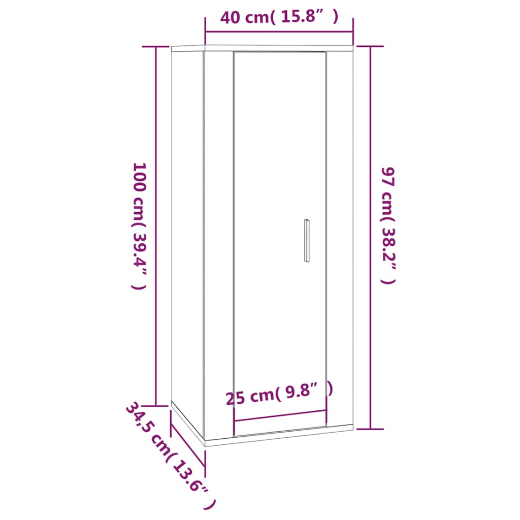 TV-Wandschrank Braun Eichen-Optik 40x34,5x100 cm