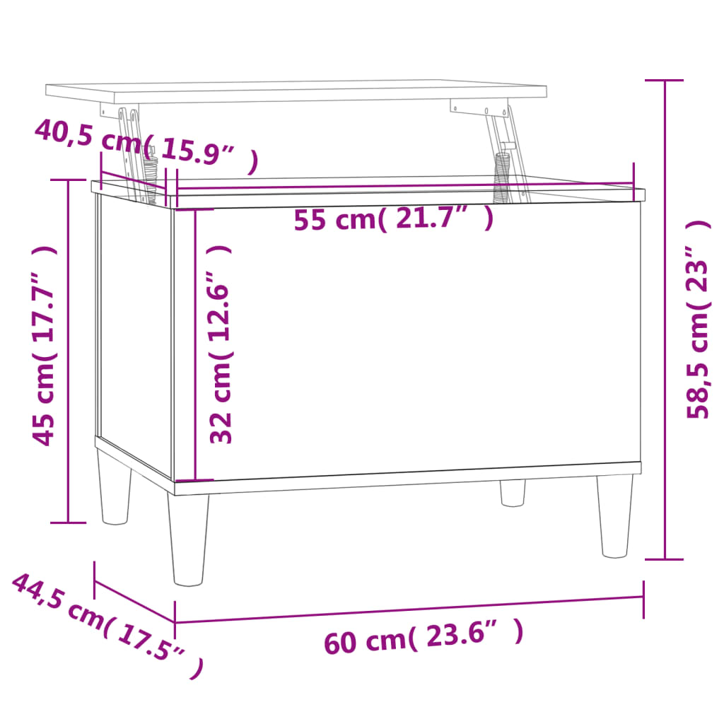 Couchtisch Schwarz 60x44,5x45 cm Holzwerkstoff